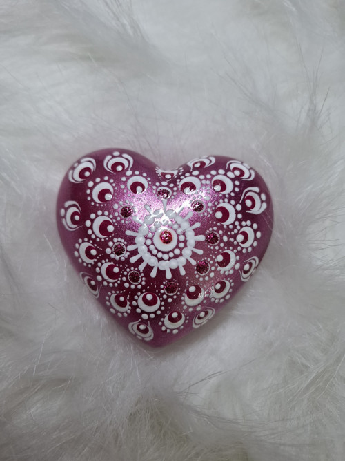 Srdce malovaný kámen, mandala, Valentýn — foto 3