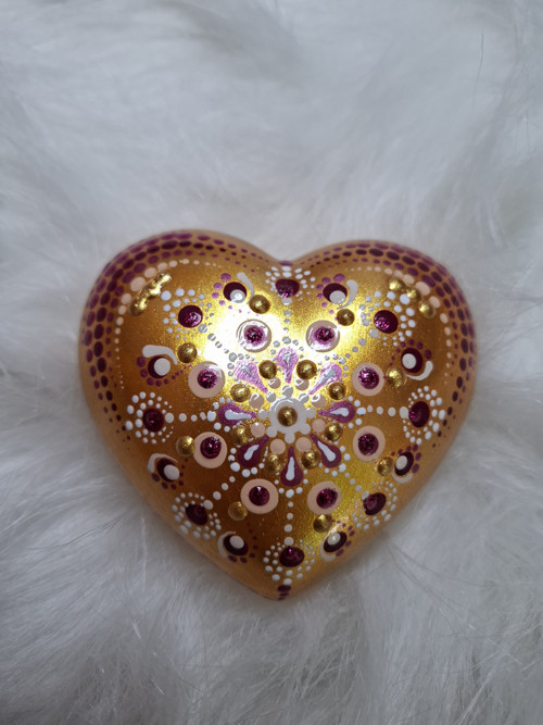 Srdce malovaný kámen, mandala, Valentýn — foto 2