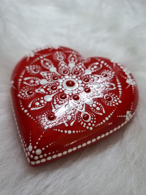 Srdce malovaný kámen, mandala, Valentýn — foto 2