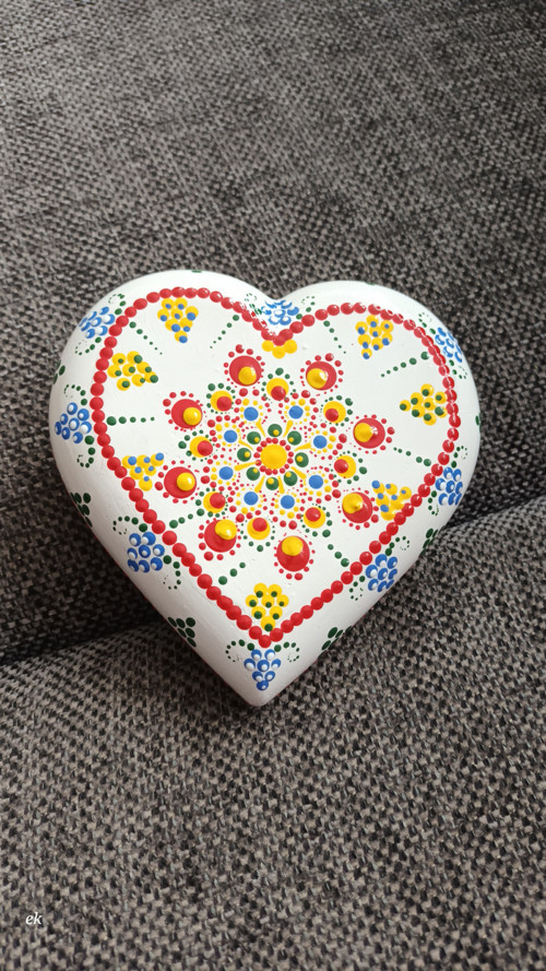 Srdce malovaný kámen, mandala — foto 4