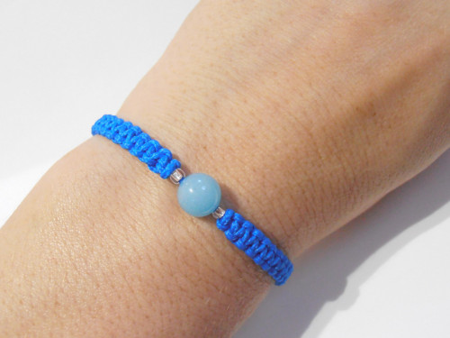 *Amazonit Aqua* - modrý drhaný náramek s minerálem — foto 2