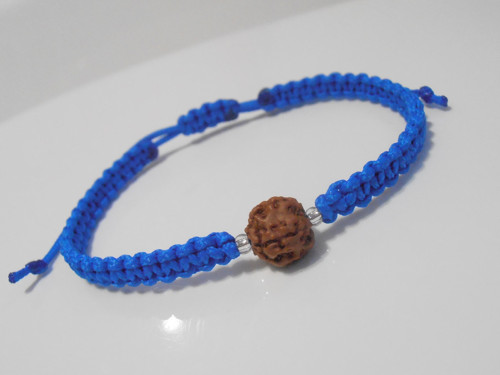 *Rudraksha* - modrý drhaný náramek (macramé) — foto 2