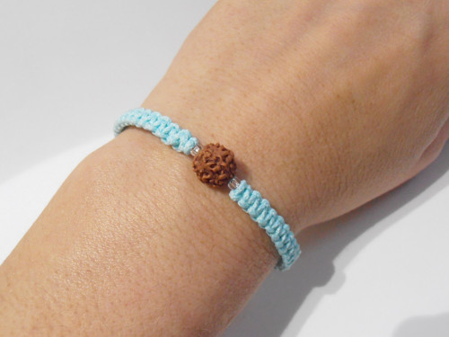 *Rudraksha* - mátový drhaný náramek (macramé) — foto 3