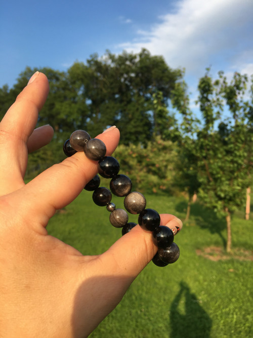 Minerální náramek obsidián12mm — foto 2