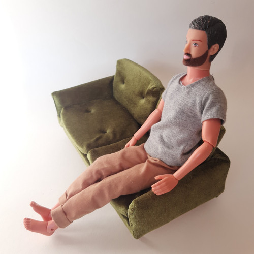 Sofa pro Barbie-zelený lesklý samet — foto 5
