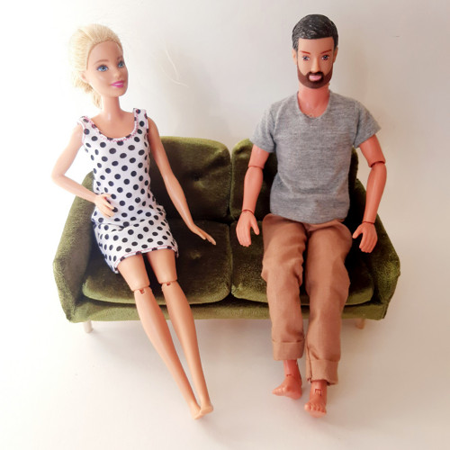 Sofa pro Barbie-zelený lesklý samet — foto 2