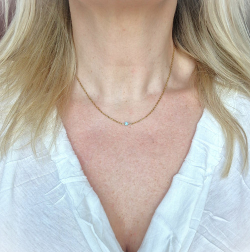 Larimar*broušený*náramek*zlatá ocel — foto 5