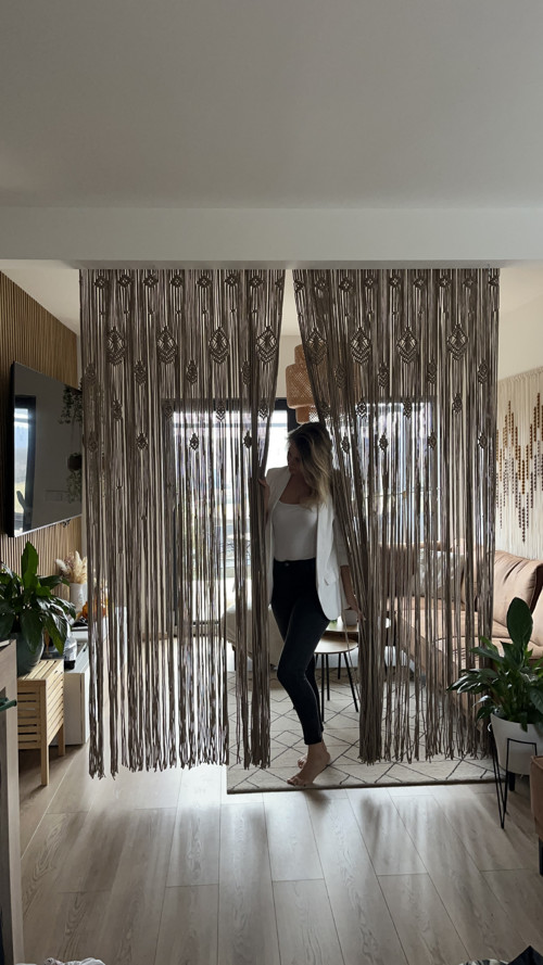 Macrame závěs 90x250cm písková — foto 2