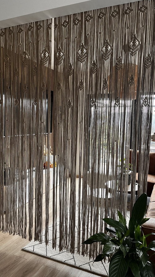 Macrame závěs 90x250cm písková — foto 3
