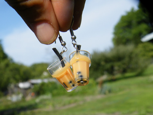 Náušnice ocel * drink - hnědé světlejší — foto 2