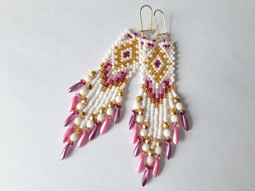Pink And Gold Beaded Earrings — foto 4