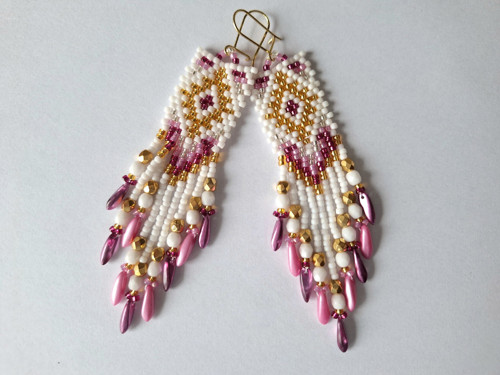 Pink And Gold Beaded Earrings — foto 6