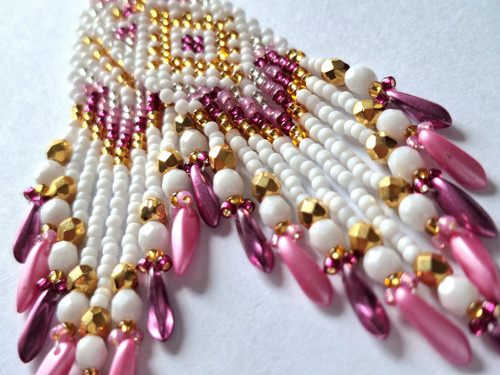 Pink And Gold Beaded Earrings — foto 2