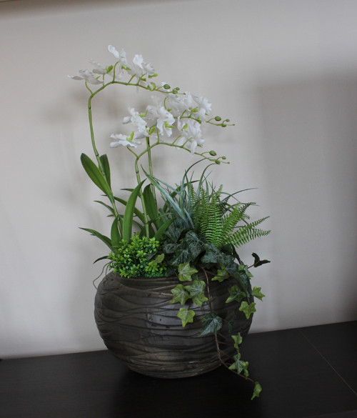 Velká keramická koule s orchidejemi — foto 3