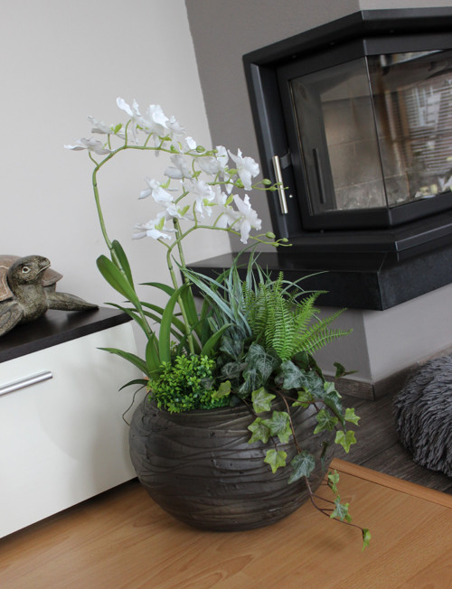 Velká keramická koule s orchidejemi — foto 2