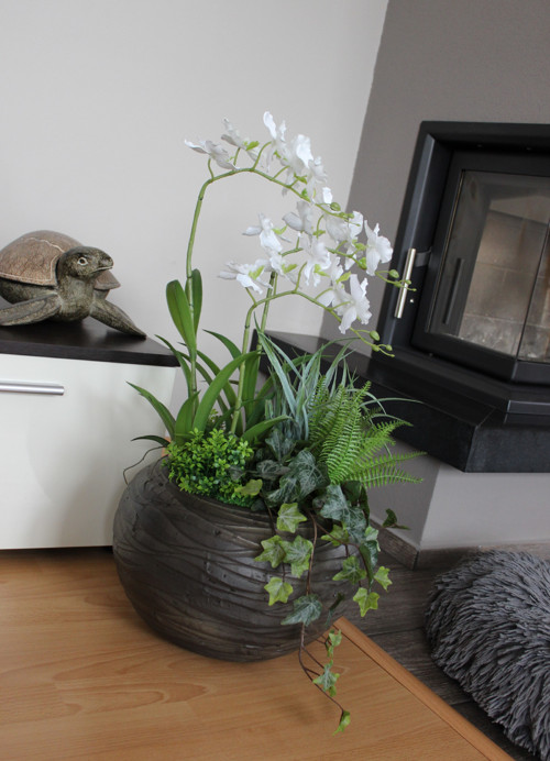 Velká keramická koule s orchidejemi — foto 4