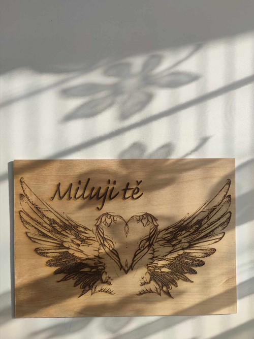 Srdce s křídly Miluji tě + stojan — foto 2