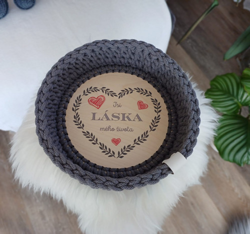 Háčkovaný košíček Vyznání mé lásce 20cm — foto 2