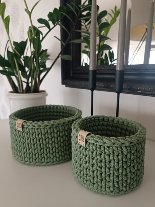 SET HÁČKOVANÝCH KOŠÍKŮ - ŠALVĚJ — foto 2