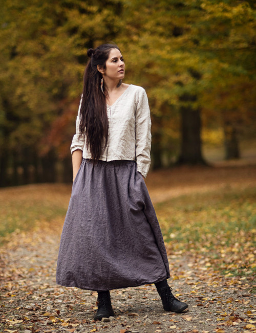 Lněná halenka propínací Režná — foto 4