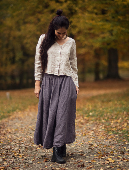 Lněná halenka propínací Režná — foto 3