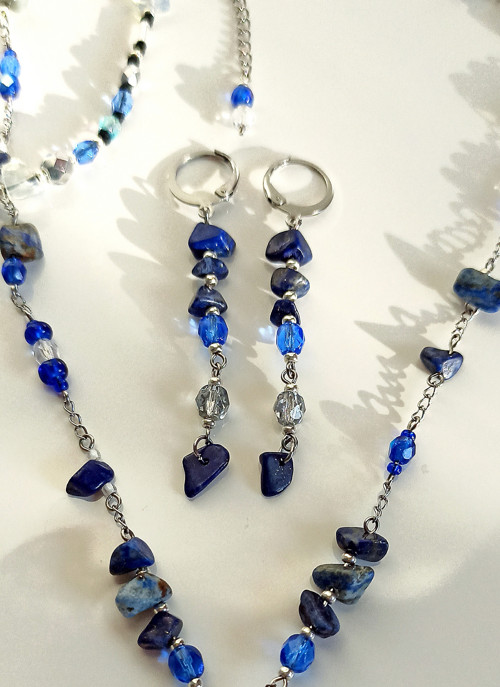 Visací náušnice s Lapisem Lazuli — foto 4
