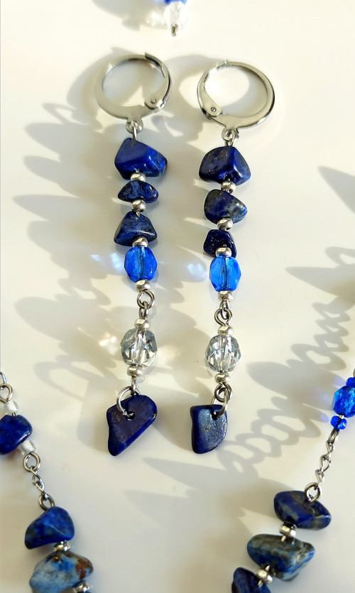 Visací náušnice s Lapisem Lazuli — foto 3