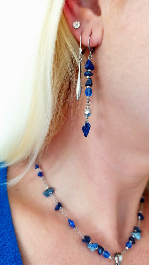 Visací náušnice s Lapisem Lazuli — foto 2