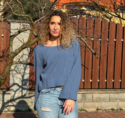 Top modrý mušelín XL — foto 2