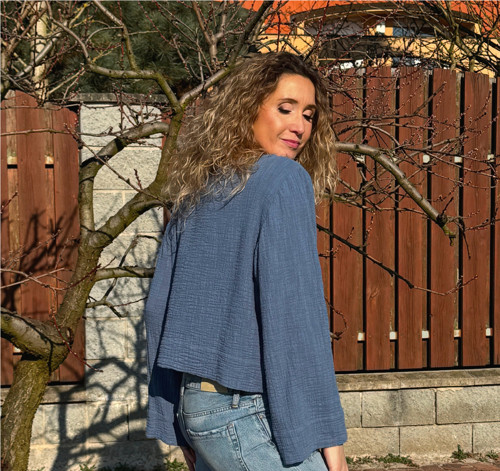 Top modrý mušelín XL — foto 6