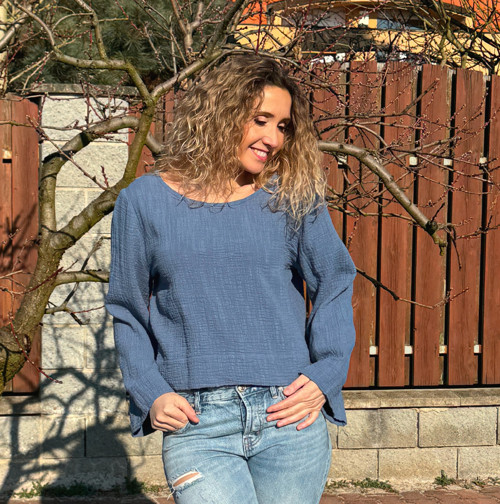 Top modrý mušelín XL — foto 5