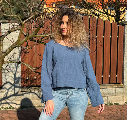 Top modrý mušelín XL — foto 3