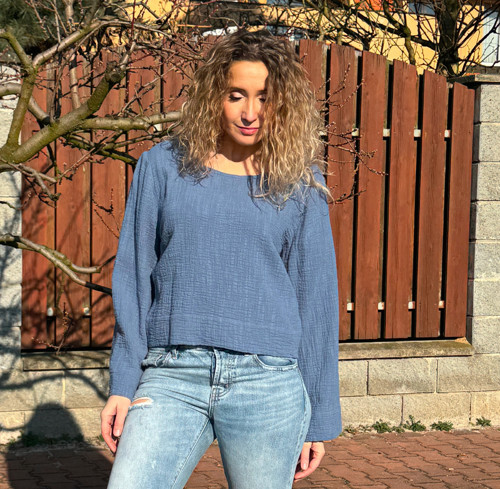 Top modrý mušelín XL — foto 4