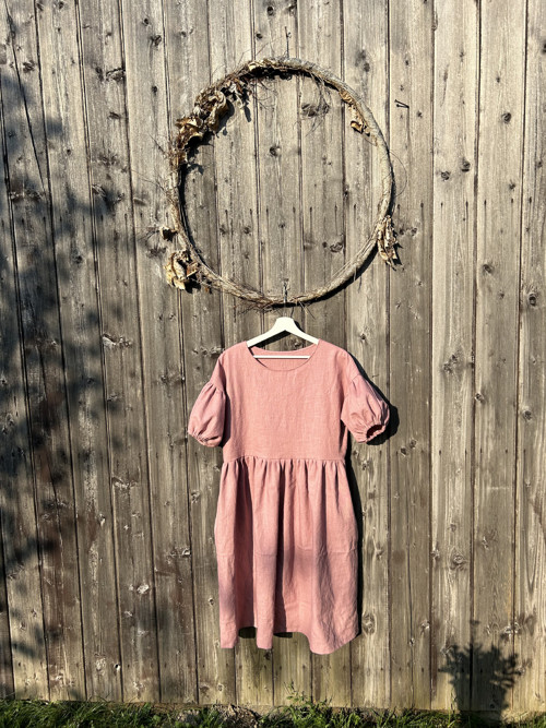 Mauve lněné šaty — foto 2