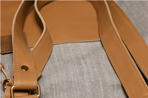 Kožená/lněná shopper taška — foto 3