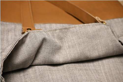 Kožená/lněná shopper taška — foto 2
