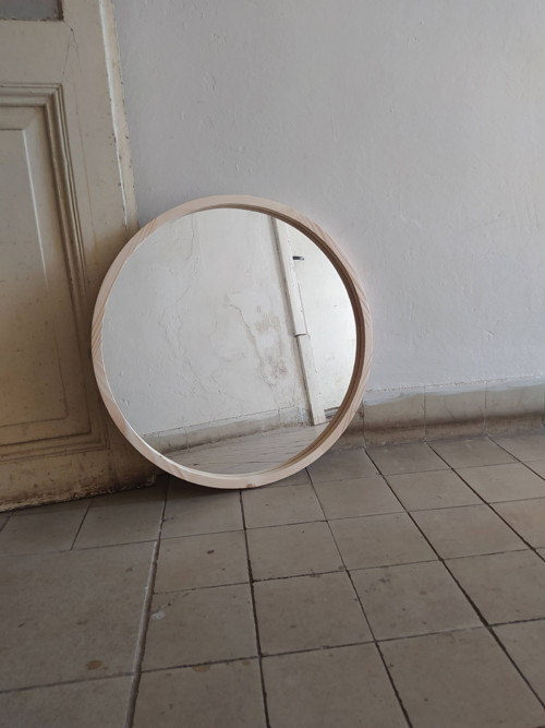 Dřevěné kulaté zrcadlo 60cm — foto 2