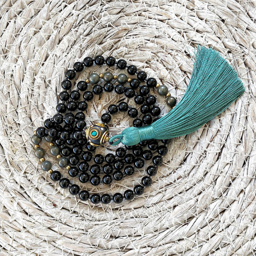 Japa mala náhrdelník/ onyx, pyrit / — foto 2