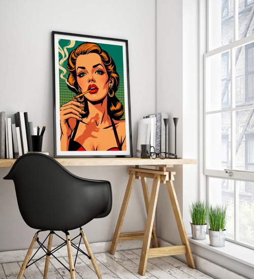 Kuřačka - Pop Art Plakát Tisk — foto 3