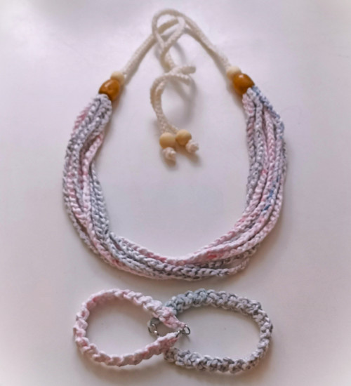 Náhrdelník - dutinkový - MACRAMÉ - terakotový — foto 2