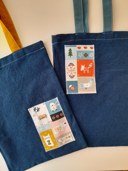 Taška modrá Winter Folk medvěd — foto 3
