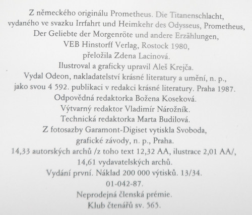 F. Fühmann: Prométheus - bitva s Titány, 1987 — foto 5