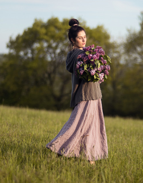 Sukně lněná světle šedofialová — foto 6