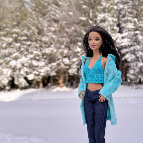 Barbie - tyrkysový háčkovaný top — foto 3