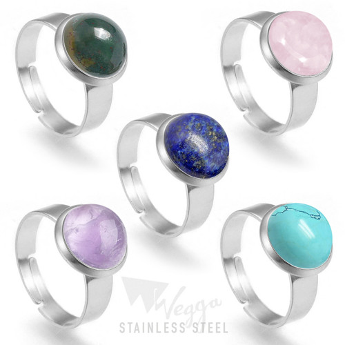 Gemstone / Ocel prstýnek / 1ks / Indický achát — foto 2
