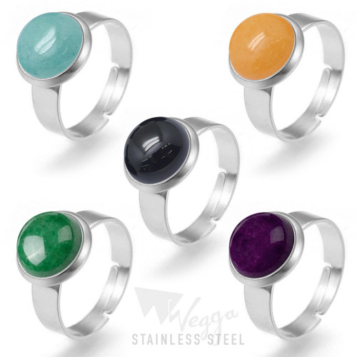 Gemstone / Ocel prstýnek / 1ks / Indický achát — foto 3