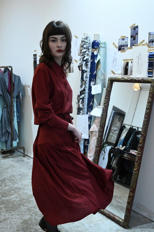 Hedvábná Sukně Bordeau — foto 4