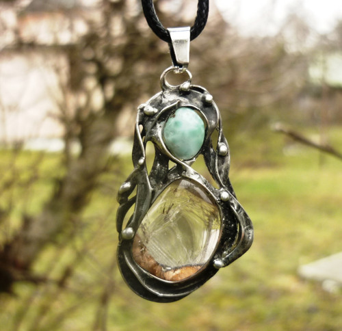Nymfa (larimar + křišťál) — foto 4