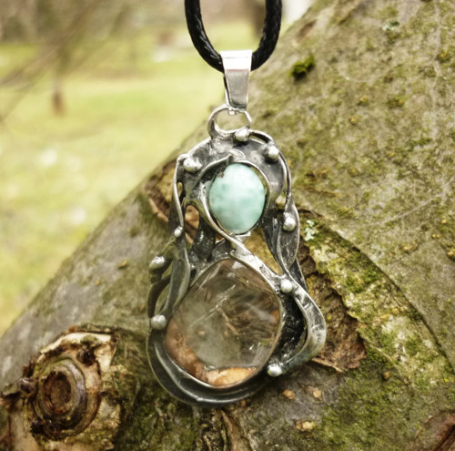 Nymfa (larimar + křišťál) — foto 3