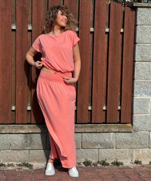 Volný top s pasem lososový — foto 6